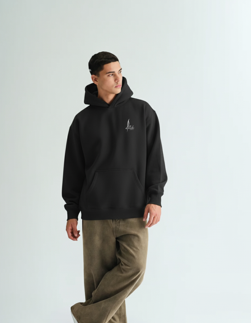 Unisex Loose-Fit Black Hoodie
