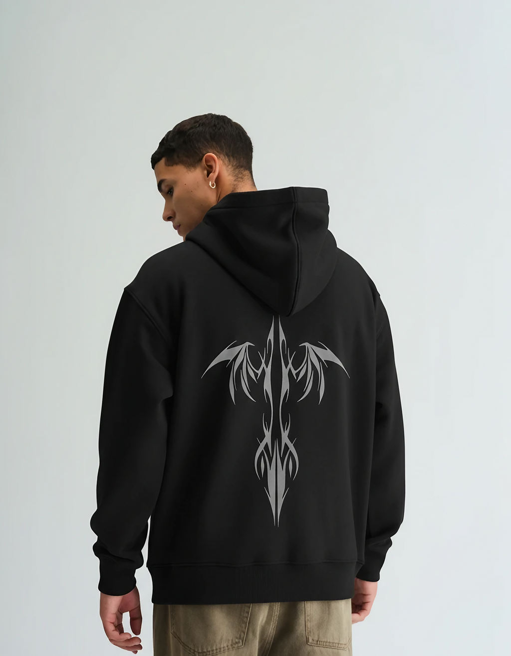 Unisex Loose-Fit Black Hoodie