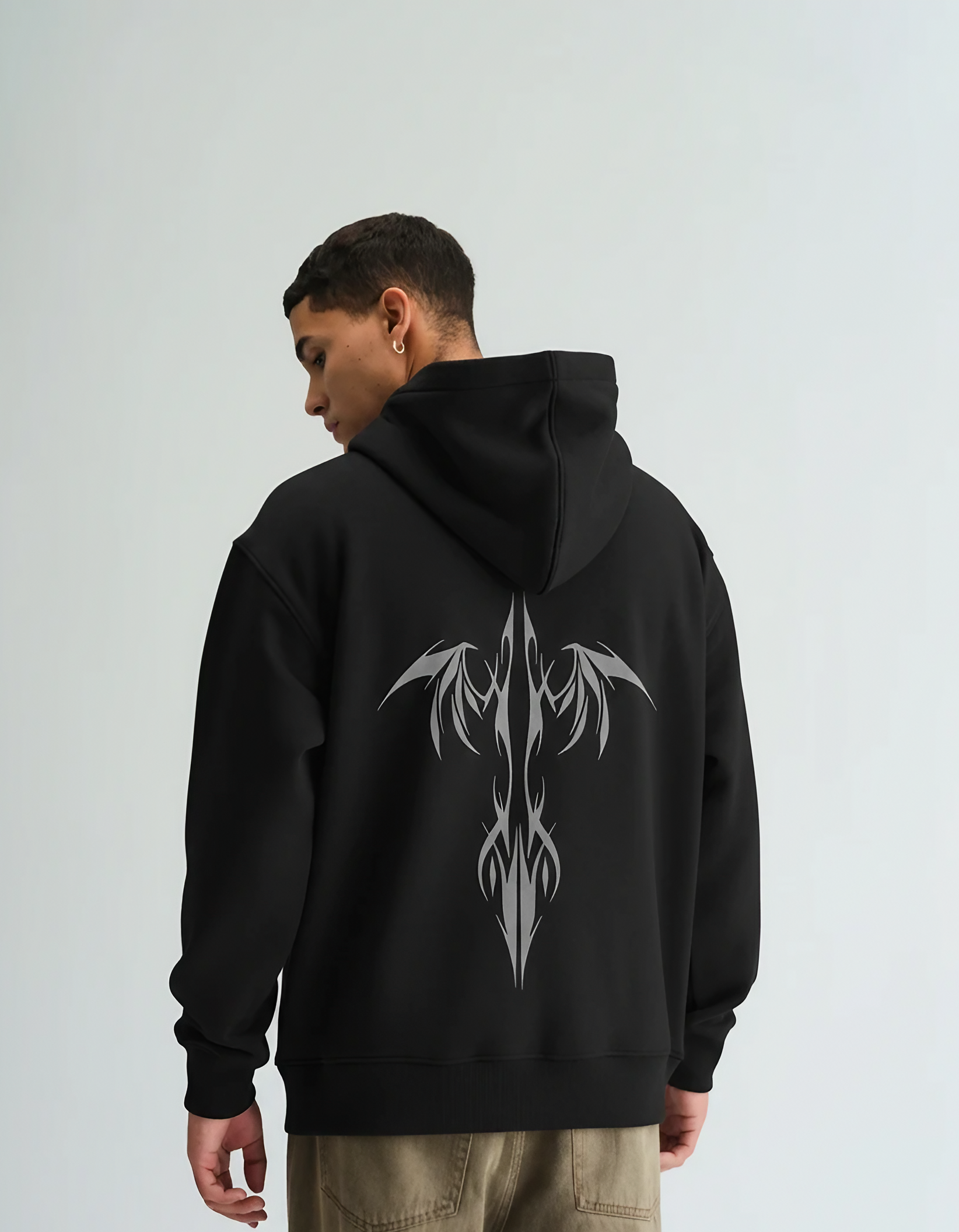 Unisex Loose-Fit Black Hoodie