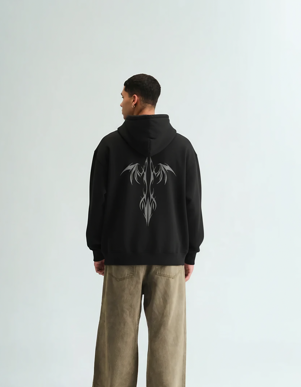 Unisex Loose-Fit Black Hoodie