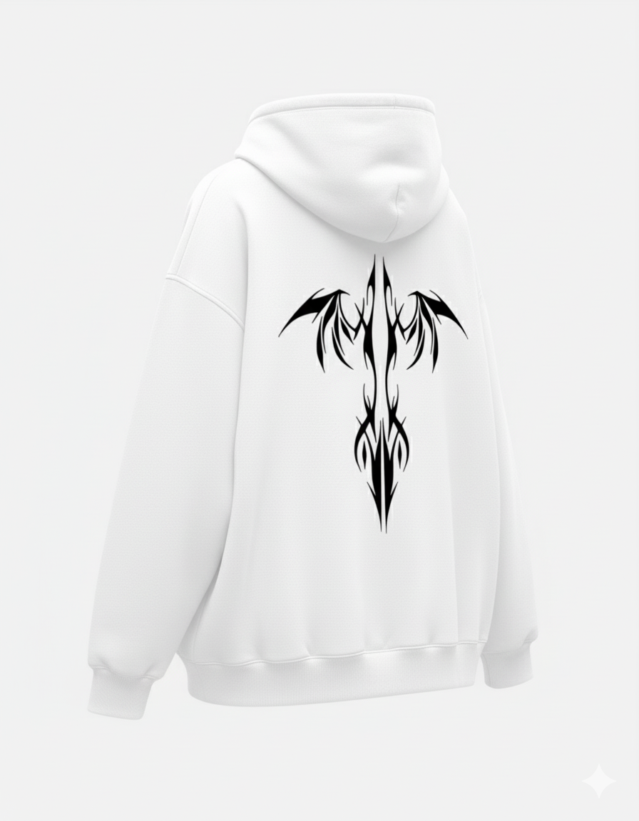 Unisex Loose-Fit White Hoodie