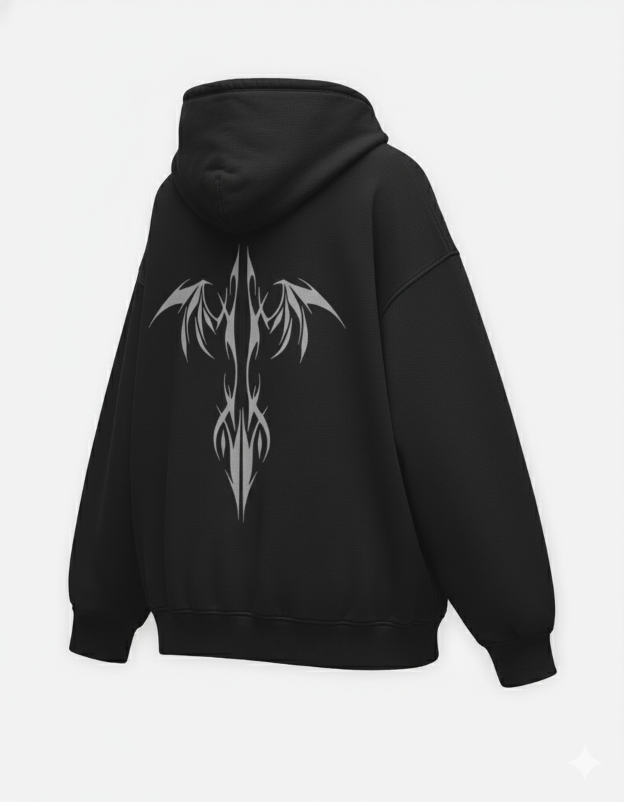 Unisex Loose-Fit Black Hoodie