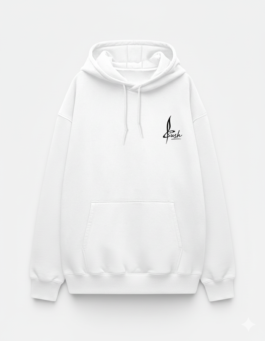 Unisex Loose-Fit White Hoodie