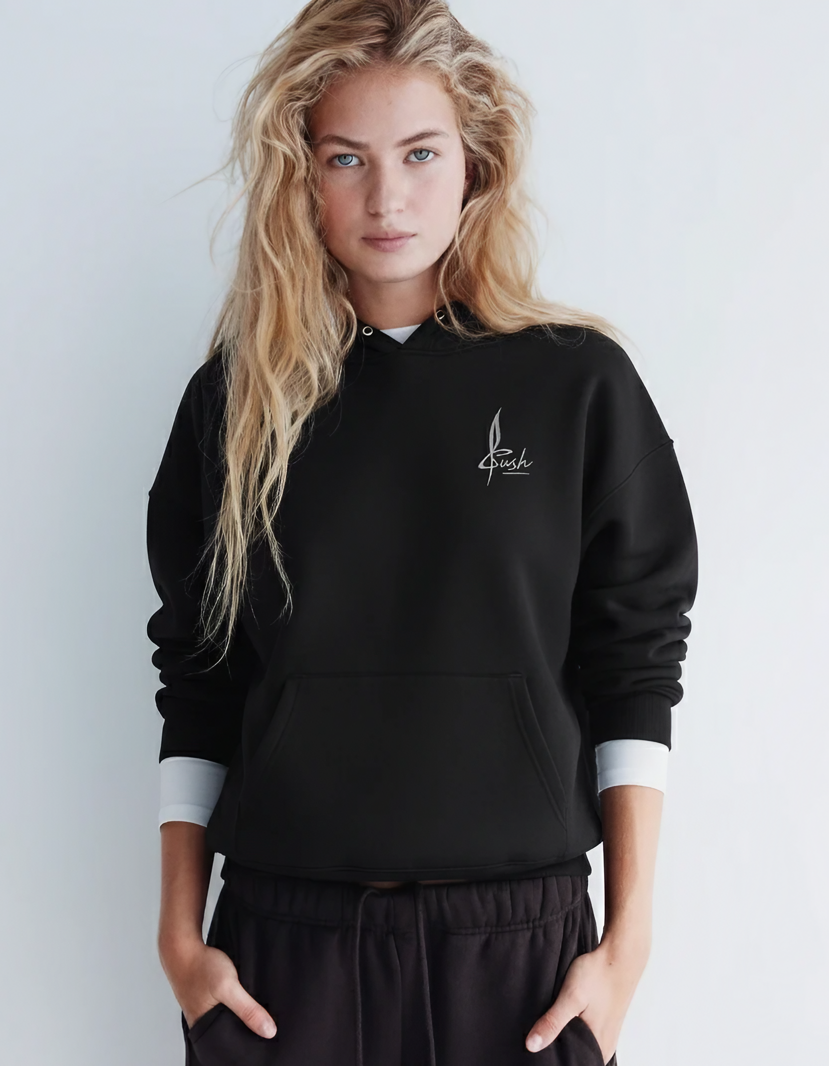 Unisex Loose-Fit Black Hoodie