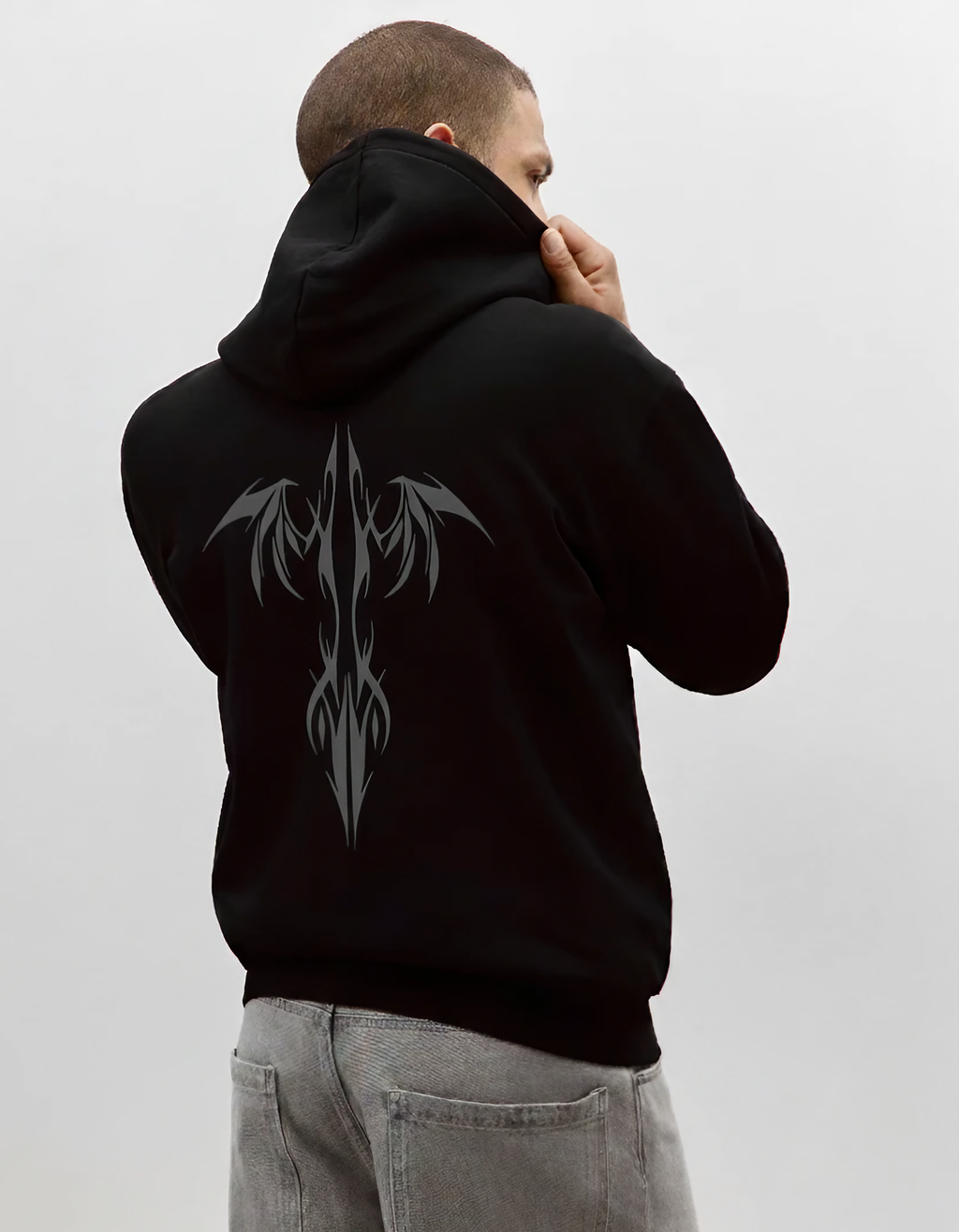 Unisex Loose-Fit Black Hoodie