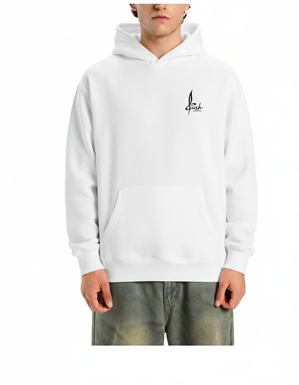 Unisex Loose-Fit White Hoodie