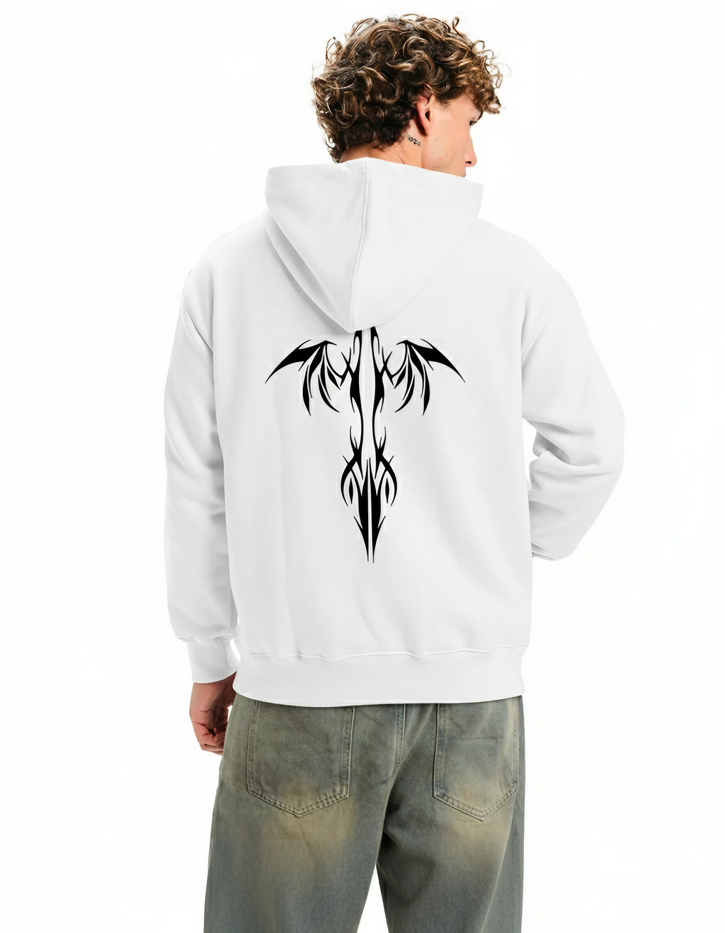 Unisex Loose-Fit White Hoodie