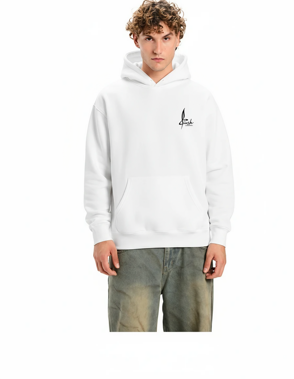 Unisex Loose-Fit White Hoodie